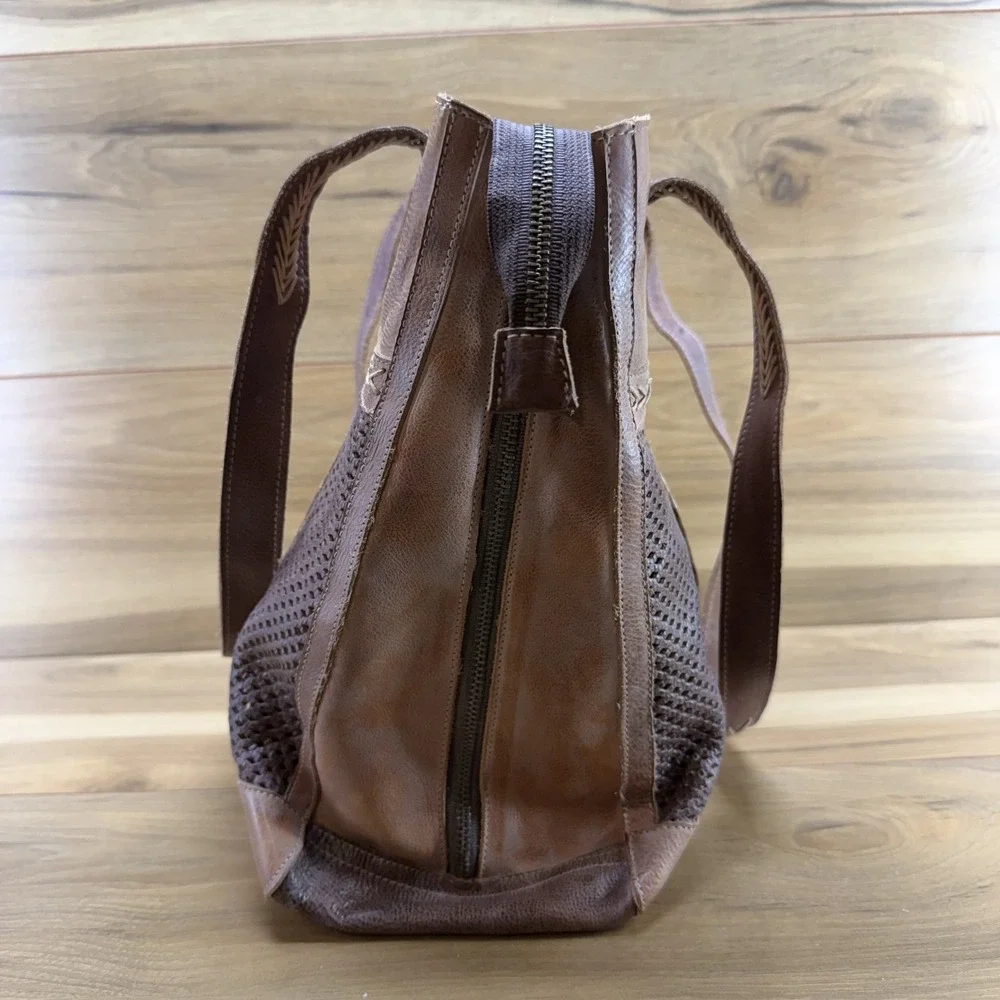 Bed Stu Amelie Rustic Boho Large Tote Bag Weave Expandable Zipper